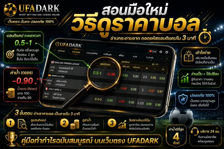 วิธีดูราคาบอล สเต็ปต่อสเต็ป ฉบับมือใหม่หัดบวก บนตารางเว็บตรง UFADARK